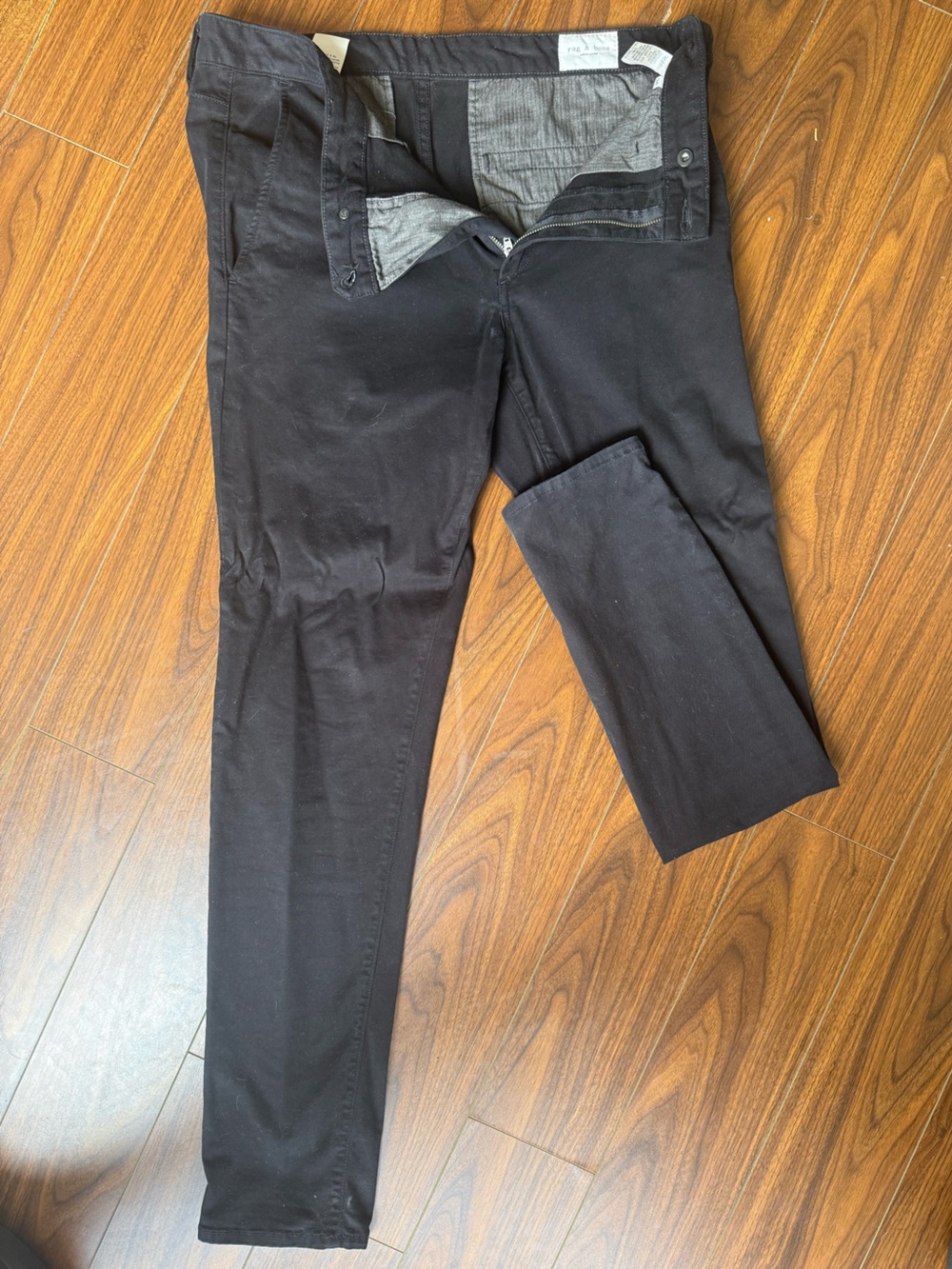 Rag & Bone Men’s Black Slim Chino Pants Size 34 Designer Stretch Cotton
